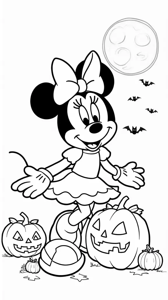 Minnie Mouse Página para colorear de Halloween